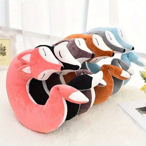 Oreiller de voyage en forme de U, oreiller de cou mignon en forme de renard, oreiller à câliner pour dormir, oreiller décoratif, oreiller de sieste de bureau 30*30*8CM