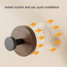 1/3/5Pcs Walnut Wood Grain Plastic Suction Cup Hook Strong Bearing Adhesive Hook For Bathroom And Kitchen No-Drill Creative Knob Design, Portable Storage Hanger