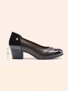 Women's  Chunky Low Block Pumps Closed Toe Shoes Comfortable Elegant Work Office Heels Round Toe Dress Shoes - 棕色 - 查看 5
