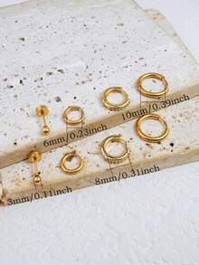 Set Anting Klasik CZ 4 Pasang, Dapat Ditumpuk, Cocok untuk Wanita; Anting Fashion Berlapis Emas 14K yang Indah, Desain Stud Datar, Cocok untuk Cuping Telinga, Tulang Rawan, Helix, dan Tindik Lainnya, Cocok untuk Anak Perempuan - Emas - View 4