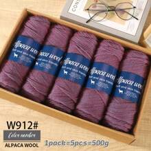 5 球/包 = 490 克 100% 羊驼针织纱，手工编织粗纱，适合秋冬季保暖毛衣、外套、围巾、帽子、背心，可作为男女礼物 - 彩色 - 查看 51