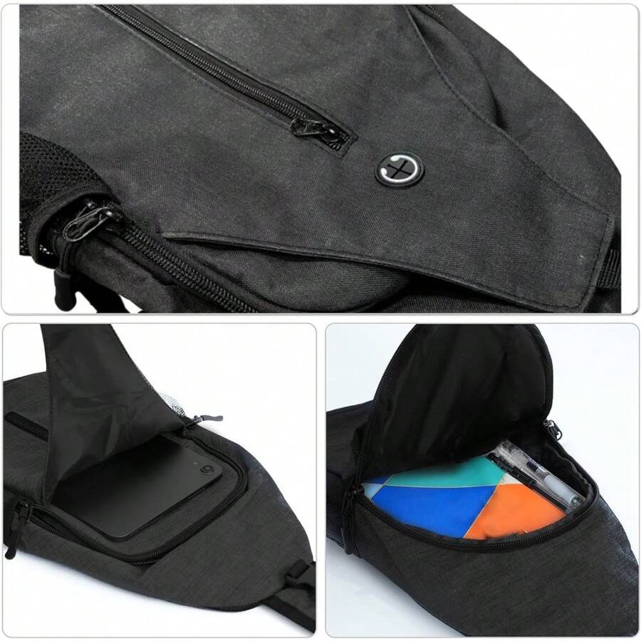 Sling-Bag Crossbody-Bag Women-Men Backpack-Daypack - Hiking Chest Travel With Water Bottle Pocket Portable Hiking Daypacks For Women Black