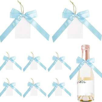 Gröna satinrosetter 8,5 cm satinrosetter med kort och stretchband för vin, champagne, bröllop, födelsedag, strandfest, dusch, brudduschdekoration, 20 st