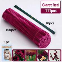 30厘米绿色花茎铁丝+视频教程，60色雪尼尔绒条，适合万圣节、返校季，30厘米彩色绒条手工材料，雪尼尔绒条，毛绒金属丝扎带，价格实惠，品质优良 - 彩色 - 查看 31