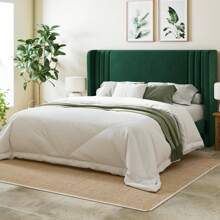 Allewie Full/Queen/King Size Velvet Platform Bed Frame With Vertical Tufted Wingback Headboard, Easy Assembly, Under Bed Storage, No Box Spring Required, Modern Style, Green - 綠色 - 查看 2