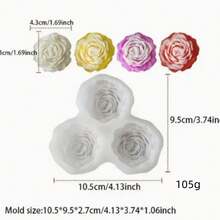 7件套花朵玫瑰牡丹硅胶模具3D花朵蜡烛石膏皂树脂工艺品模具DIY巧克力软糖甜点蛋糕模具 - 白色 - 查看 18