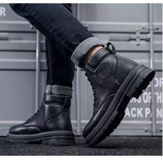 New Men's High-Top Work Shoes, High-Top Work Boots, Anti-Slip And Wear-Resistant, Suitable For Work, Hiking, Daily Wear, Trekking And Mountaineering