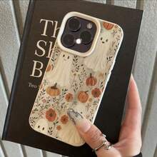 1pc TPU Material Cute Halloween Pumpkin & Ghost Pattern Phone Case, Compatible With Iphone/ Waterproof Shockproof Anti-Fall Scratch Resistant - White - View 3