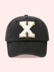 1pc Kids 26 Letters Baseball Cap, Washed Baseball Hat For Boys And Girls, Suitable For Outdoor Activities And Daily Wear, Sun Ion - Gold Label-black Washed Cap - View 64