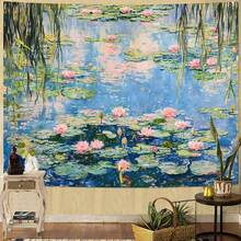 Artistic Aesthetic Oil Painting Style Tapestry With Natural Landscape Pattern, Durable Waterproof Peach Skin Fabric, Interesting Wall Hanging Suitable For Student Dormitory, HomeLiving Room, Girlfriend's Bedroom, Wedding Party, Birthday Event, Housewarming New Home Decoration, All Seasons Universal Stylized Tapestry - 樣式 1 - 查看 1