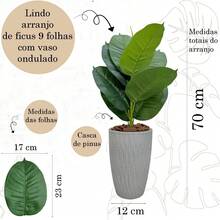 Artificial Ficus Lyrata With Wavy Cone Pot Home Garden - 淺灰色 - 查看 3