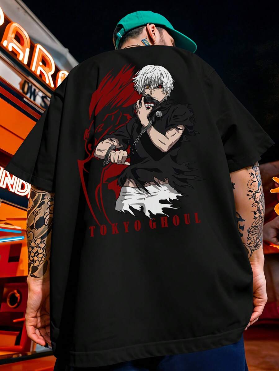 Oversized Streetwear Tokyo Ken Kaneki Anime T-Shirt REF 7247 VEST NERD - Black - View 1