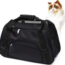 Pet Travel Carrier, Suitable For Small Cats And Dogs, Well-Ventilated With Mesh Windows, Safety Zipper And Padded Shoulder Strap. - Black - View 7