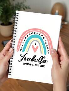 Personalized Notebook- Custom Text Notebook- Custom Logo Book- Custom Book With Own Text.Personalized Kraft Spiral Notebook. Custom Text Wire Notepad. Custom Blank Book. Name, Initials Journal. Large Left Bound Spiral Notebook - Multicolor - View 4