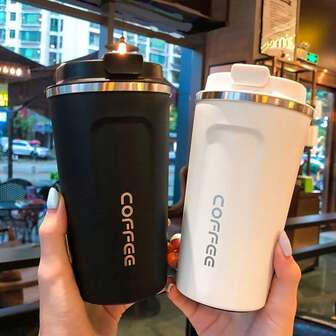 510ML 304 Stainless Steel Water Bottle With Lid, Double-Layer Thermal Insulated Milk, Tea, Juice Container, Portable Travel Water Coffee Mug, Leak-Proof Driking Bottle Drinkware, Suitable For Student & Adult To Use In Home, School, Office, Camping, Picnic, Sports