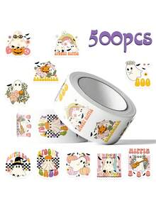 500 Peças Adesivos de Fantasma Hippie Assustador Boo para Laptops, Malas, Computadores, Guitarras, Geladeiras, Telefones, Decoração, Decalques - Multicolorido - Visão 2