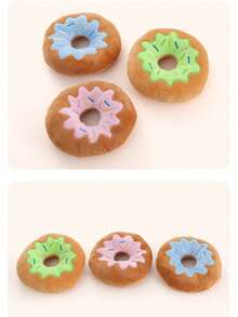 1pc/2pcs Pet Plush Donut Chew Toy, Built-In Sound Device, Press To Make Sound, Self-Entertainment, Dog Toy, Random Color