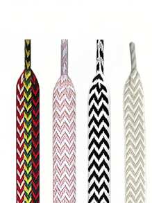 2pcs Colorful Woven Shoelaces - Fashionable Wide Design, Matching, Enhances Shoe Personalized