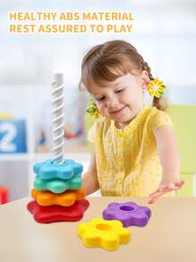 彩虹塔旋转堆叠玩具，彩色套圈，儿童益智早教玩具积木形状匹配，色彩识别，手眼协调和旋转拼图，生日、圣诞节或万圣节的完美礼物，适合男孩和女孩，适合返校季、万圣节、圣诞节