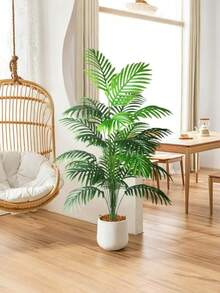 1pc Large Artificial Plant, Fake Palm Tree, Tropical Palm Leaves, Faux Palm Plant, Imitation Coconut Palm, Tall Tree, Indoor Realistic Plastic Monster Leaves Decor For Home, Garden, Office