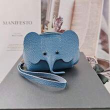 1pc Korean Luxury Soft PU Leather Elephant Wallet, Women Card Holder Keychain Pouch, Lipstick Organizer Pendant, Cute Elephant Zipper Coin Purse, Fresh Small Compact Coin Wallet, Storage Essential