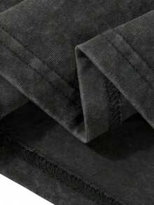 1 PcsShort Sleeve T-Shirt Vintage Wash Tee Black Teeth Graphic Print Casual Daily Wear - 咖啡棕 - 查看 10