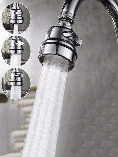 1 pieza Aireador de grifo de cocina de 3 modos, extensión antisalpicaduras para grifo de fregadero, rociador de grifo giratorio 360 grados, cubierta antisalpicaduras para grifo