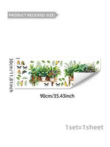 1 Set Potted Plant Wall Sticker Decor For Living Room & Kitchen Background,Stickers,Wall Decal, Vinyl Decal For Home Decorations,Spring Decoration Items Refresh Your Home,Rama Decoration Stickers Kitchen Decor - Multicolor - View 19