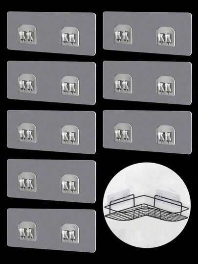 Double Claw Transparent Adhesive Hooks, Strong Adhesive Damage-Free No-Drill Wall Hanging Clips For Bathroom, Kitchen Racks