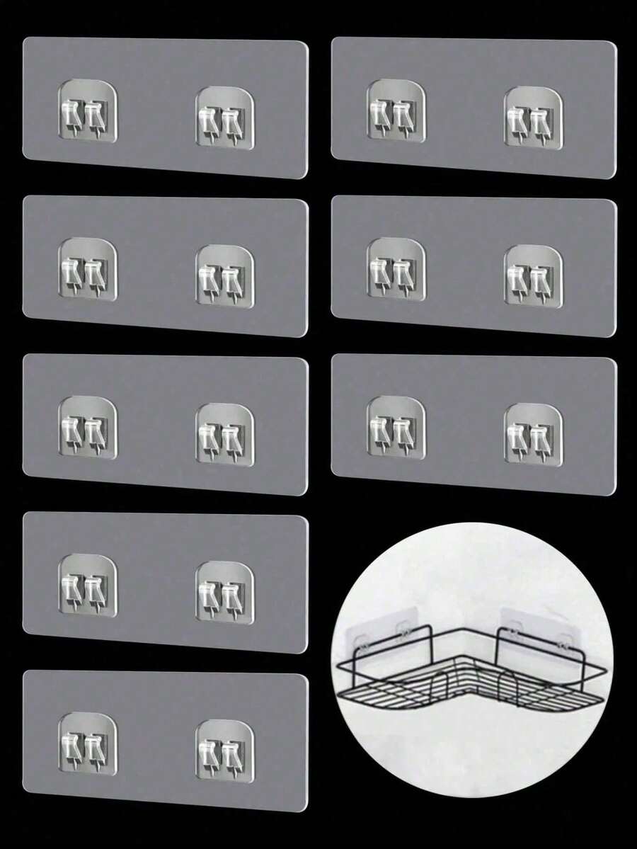 Double Claw Transparent Adhesive Hooks, Strong Adhesive Damage-Free No-Drill Wall Hanging Clips For Bathroom, Kitchen Racks - Multicolor - View 1