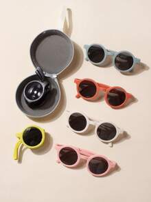 1/2/6 PCS Baby Glasses+1 Pc Glasses Bag,For 2-5 Years Old,Baby Boy And Baby Girl Glasses,Foldable Glasses, Portable Glasses,Cool,Cute,Round Glasses, Decorative Glasses,Baby Glasses Gift,Spring Accessories,Summer Accessories