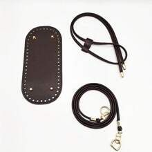 3Pcs DIY Purse Making Kit With Chain PU Leather Bucket Bag Base & Shoulder Strap Crochet Handbag Accessories
