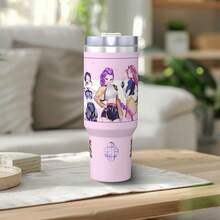 1 Stück 40oz/20oz Edelstahl Isolierbecher, Großer Fassungsraum auslaufsicher mit Strohhalm, geeignet für kalte & heiße Getränke - perfektes Geschenk für Kpop-Fans, ideal für Reisen, Büro, Auto, Zuhause - wiederverwendbarer tragbarer Getränkebehälter mit hochwertigem bedrucktem Dämonenanimationsdesign