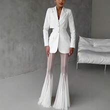 Spring And Summer New Elastic Slim Fit Flared Pants Loose Fashion Vacation Trousers - trắng - Xem 3
