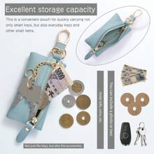 Key Pouch Coin Purse Accessory Wallet Smart Key Holder & Men Leather Key Pouch Key Ring Key Chain Keyless Pouch Bag Car Key Pouch With Carabiner Wallet Slim Wallet Compact Multifunctional Simple Unisex For Women Mini Wallet