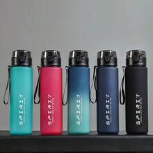 1pc 800ml Outdoor Casual Sports Water Bottle, Large Capacity Leak-Proof Sports Water Bottle With Markings - Lightweight Thermal Insulated Bottle, Leak-Proof Cap And Handle Suitable For Gym, Hiking, Travel, Outdoor Activities - Plastic Cup (Turquoise Blue, Pink, Black), Thermal Water Bottle, Gym Hydration Gear, Gradient Design, Portable Water Bottle
