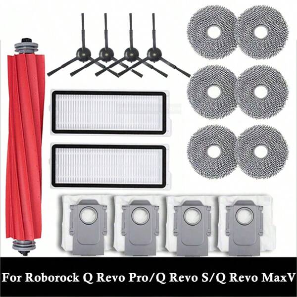 Accesorios para aspiradoras robot Roborock Q Revo Pro / Q Revo S/Q Revo MaxV / Qrevo Plus, que incluyen bolsas de polvo, cepillos laterales principales, filtros HEPA, paños de limpieza y piezas de repuesto