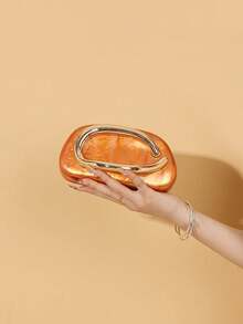 Bolso de Mano de Acrílico Milky Way para Mujer, Bolsos de Noche para Bodas con Diseño Marmoleado, Bolsos de Acrílico para Fiesta, Graduación y Cóctel - Naranja - Ver 10