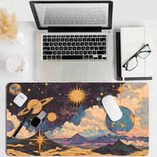 Arcana Cosmic Schreibtischunterlage - Himmlische Vintage Weltraum Kunst, Astrologie & Tarot Geschenk, Hexenkunst Ästhetik Schreibtischdekoration Mauspad Büroartikel Büroausstattung Schreibtischzubehör Mauspad für den Schreibtisch - Verschiedenfarbig - Übersicht 1