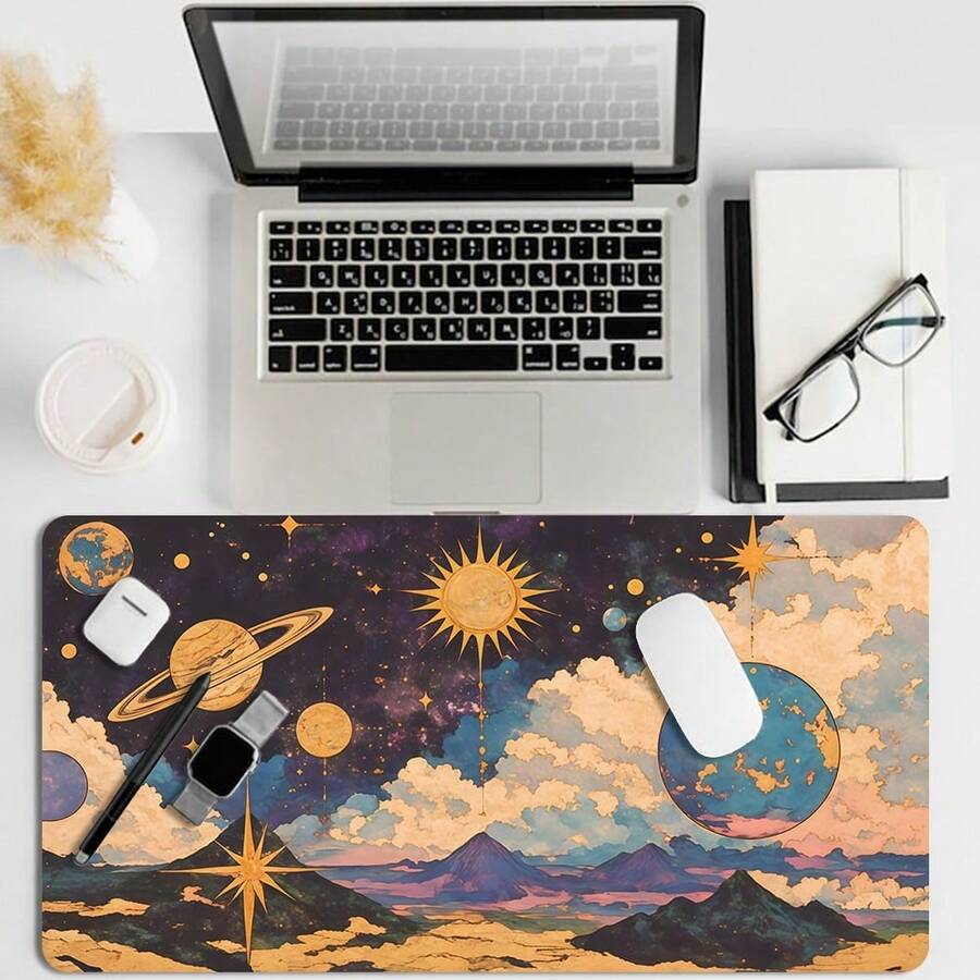 Arcana Cosmic Schreibtischunterlage - Himmlische Vintage Weltraum Kunst, Astrologie & Tarot Geschenk, Hexenkunst Ästhetik Schreibtischdekoration Mauspad Büroartikel Büroausstattung Schreibtischzubehör Mauspad für den Schreibtisch - Verschiedenfarbig - Übersicht 1