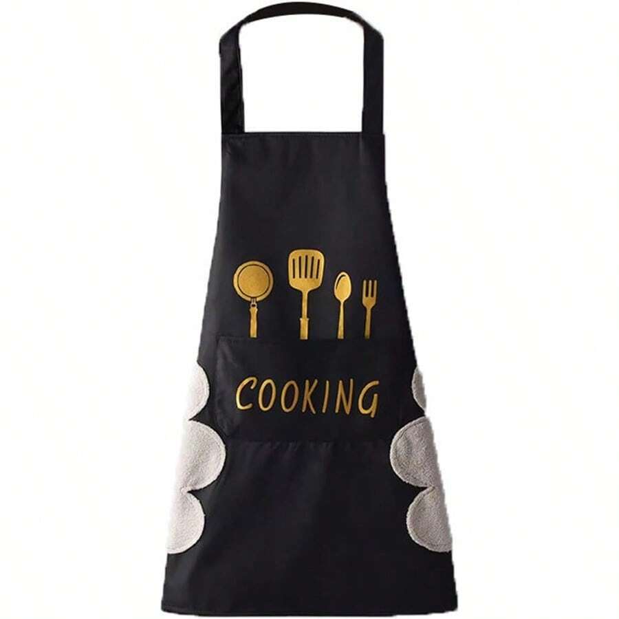 Cotton Linen Aprons With Pockets For Baking Funny Printed Aprons For BBQ Parties Kitchen Apron With Hand WipeWaterdrop Resistant With 2 Pockets Cooking Bib Aprons For Women Men Chef Insulated Aprons For Hot Food Handling - 1 - 查看 1