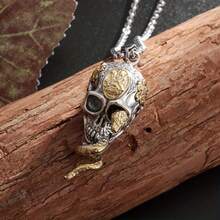 Unique Gothic Serpentine Skull Pendant Necklace - Fashion Street Style Unisex Accessories - The Perfect Everyday Accessory Gift - Vàng - Xem 6
