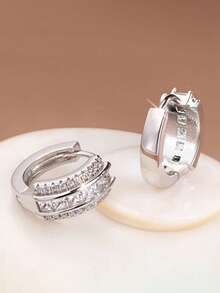 1 Paar elegante Ohrringe mit kubischem Zirkonia, geeignet für Frauen, passend für Hochzeiten, Verlobungen, Jahrestage, Valentinstag und andere Anlässe - Silber - Übersicht 3