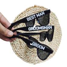 1 件婚礼装饰黑色字母新郎/伴郎/伴郎单件派对眼镜新郎婚礼摄影道具 - 黑色 - 查看 1