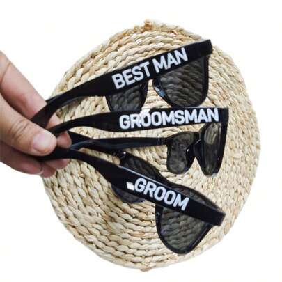 1pc Wedding Decoration Black Letter Groom/Groomsman/Best Man Single Party Glasses Groom To Be Wedding Photography Props