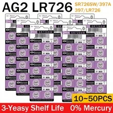 10-50PCS 1.55V AG2碱性纽扣电池LR726 397 396A SR726 SR726SW LR59 SR59 396纽扣电池适用于手表玩具遥控器 - (KND) AG2 LR726 - 查看 1