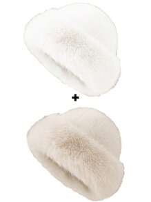 1顶女士加厚抓绒渔夫帽，时尚保暖冬帽，适合搭配羊毛大衣和冬季服装