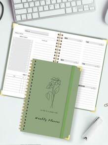 Trees Quaderno pianificatore settimanale non datato, agenda con programma giornaliero, pianificatore degli obiettivi con tracciamento delle abitudini, adatto per le donne