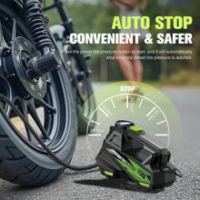 Carsun 轮胎充气机便携式空气压缩机轮胎气泵适用于汽车轮胎 - 汽车配件，150PSI 12V DC 自动泵带数字压力表，自行车应急 LED 灯，气球，绿色，汽车 - 有綫 - 查看 8