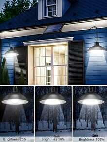 Outdoor Solar Hanging Light With Remote Control, Waterproof Solar Powered Shed Light, Bright And Soft, Solar Hanging Shed Light, Suitable For Barn, Storage Room, Patio, (1/2 Lights) - Black - View 2